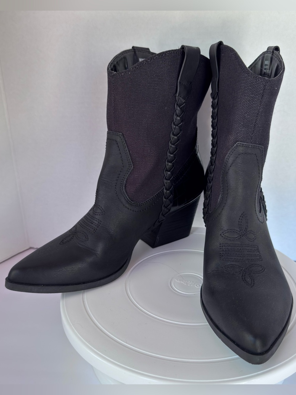 Dolce Vita Black Braided Western Ankle Boots